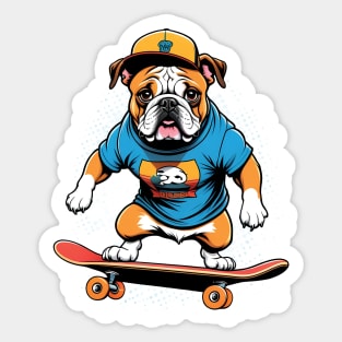 Bulldog on a Skateboard Sticker